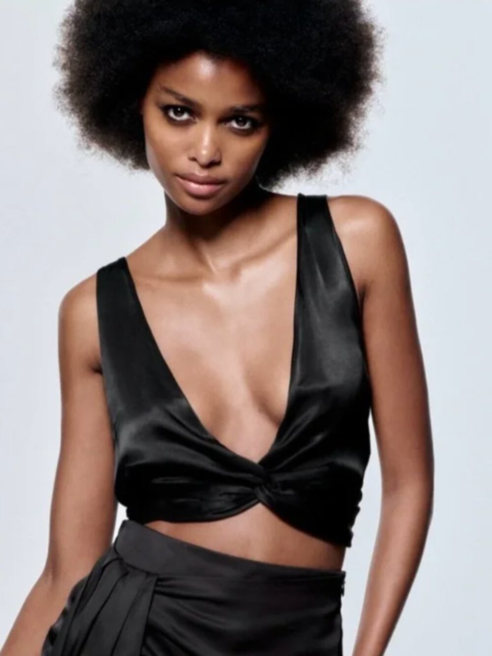 NWOT - Zara Satin Plunge Top